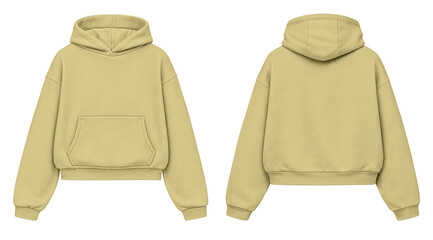 Soft Yellow Hoodie Mockup Front and Back View Isolated on Transparent Background for Apparel Design © Drip