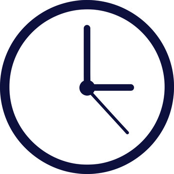 Clock icon, navy blue clock face, simple time symbol, vector illustration
