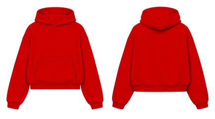 Vibrant Red Hoodie Mockup Front and Back View Isolated on Transparent Background for Apparel Design © Drip