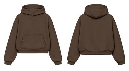 Walnut Brown Hoodie Mockup Front and Back View Isolated on Transparent Background for Apparel Design © Drip