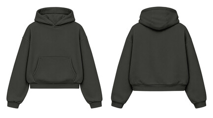 Ash Gray Hoodie Mockup Front and Back View Isolated on Transparent Background for Apparel Design © Drip