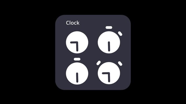A dark clock application widget showing four analog clock faces arranged in a two by two grid layout to display multiple time zones simultaneously