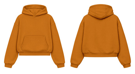 Burnt Orange Hoodie Mockup Front and Back View Isolated on Transparent Background for Apparel Design © Drip