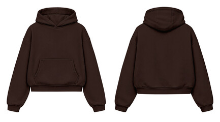 Dark Brown Hoodie Mockup Front and Back View Isolated on Transparent Background for Apparel Design © Drip