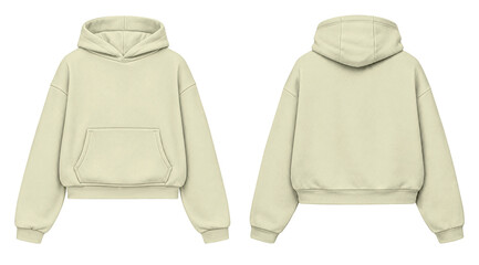 Ivory Cream Hoodie Mockup Front and Back View Isolated on Transparent Background for Apparel Design © Drip