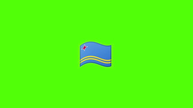 Aruba Flag Emoji Waving on Green Screen Background Isolated for Compositing.
