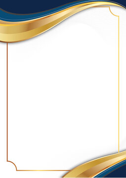 Elegant gold border design with blue and white background for luxury templates
