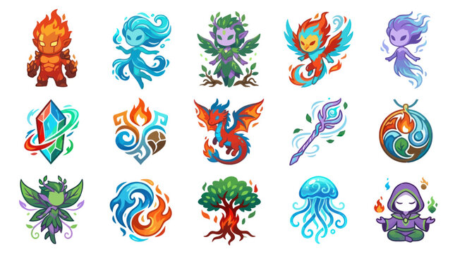Magical Elemental Icons - Fantasy Game Assets
