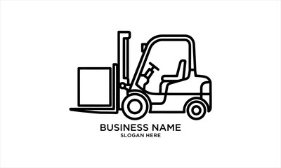 Naklejka premium Minimalist Line Art Forklift Icon for Logistics and Warehousing.