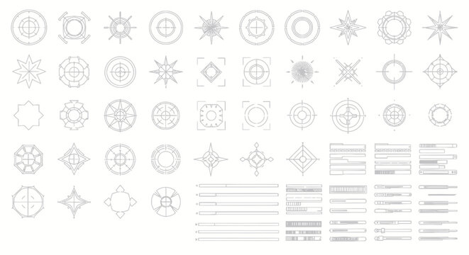 Modern UI UX design elements set with target sights and progress bars.