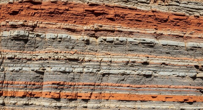 Geological Layers of Sedimentary Rock Formations Showing Natural Stratification.
