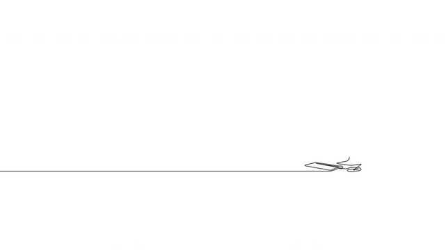 Continuous line desktop computer icon on transparent background, alpha channel, 4K resolution, horizontal video element