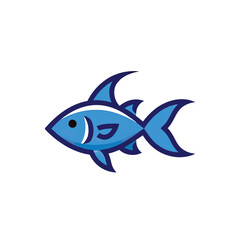 Fototapeta premium Minimalist blue tuna fish vector illustration icon.