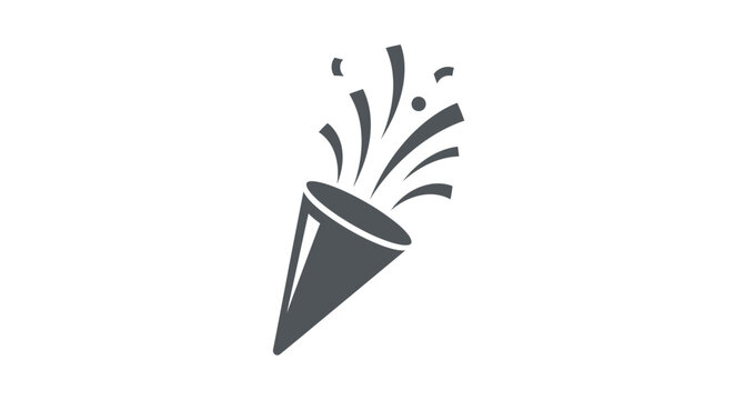 Black Party Popper Icon Graphic.