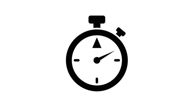 Black stopwatch with white face closeup.