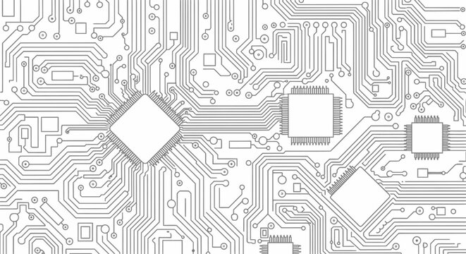 Electronic circuit board pattern with multiple microchips background