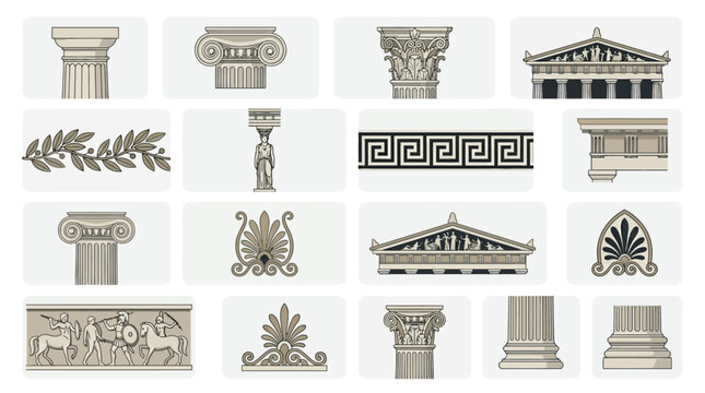 Collection of ancient greek architecture.