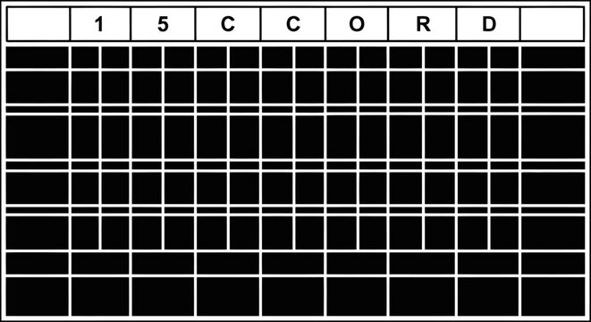 A blank grid with a header row containing numbers and letters