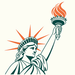 Statue of liberty with torch vector illustration.