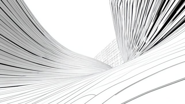 Architectural Lines: An abstract composition, using curving lines to evoke a sense of movement and depth, reminiscent of architectural design and creative structures.