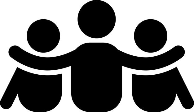 Three people linking arms in unity isolated on transparent background