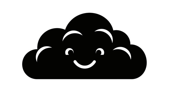 A cartoon cloud with a smiley face