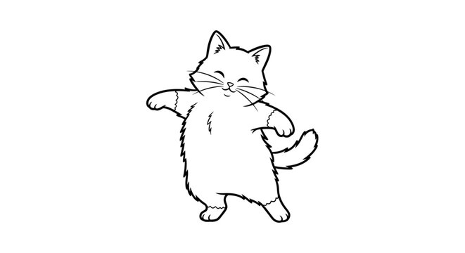 A cartoon cat dancing on two legs.