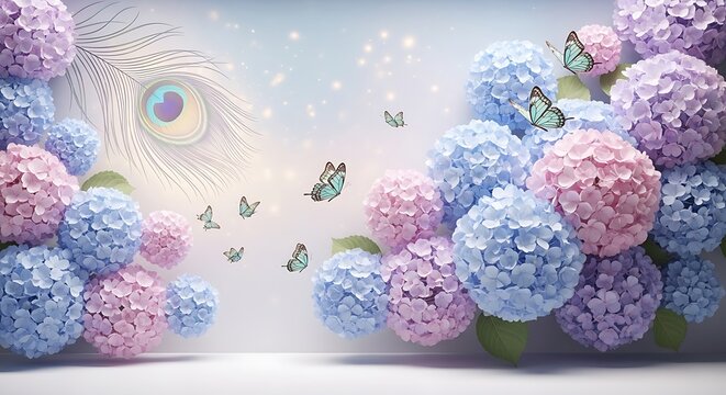 Elegant 3D Floral Arrangement with Roses and Butterflies, Minimalist Decor