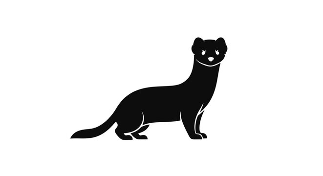 Black silhouette of a ferret standing.