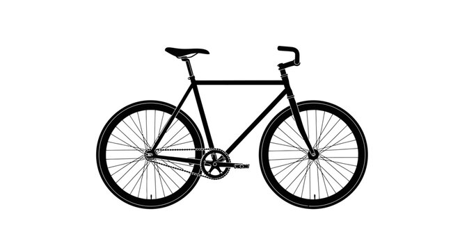 Black minimalist single speed bicycle silhouette on white background