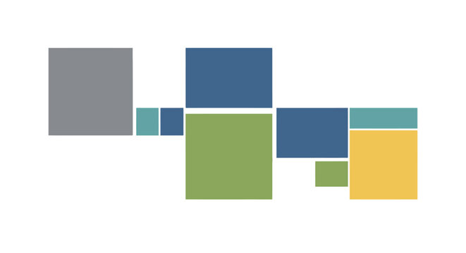 Colorful squares in different sizes.