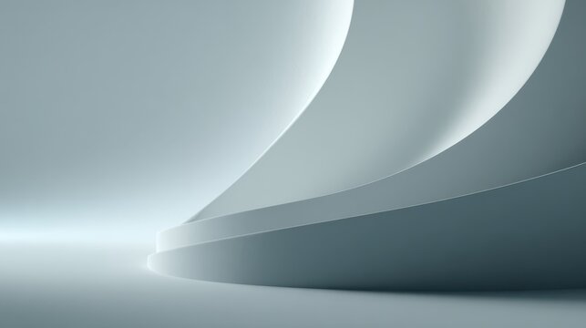 Abstract Architectural Harmony: This image presents a captivating study of form and light, showcasing elegantly curved structures and the interplay of shadows.