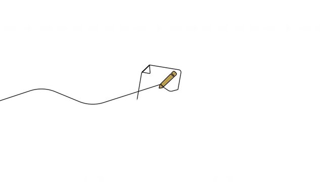 Continuous line envelope and mailbox icon on transparent background, alpha channel, 4K resolution, horizontal video element