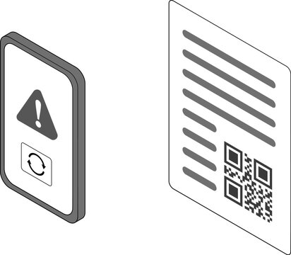 QRコードの読み込み失敗を表すアイソメトリックイラスト