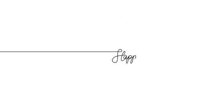 Continuous line Happy Birthday text animation on transparent background, alpha channel, 4K resolution, horizontal video element.