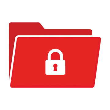 Red Folder Icon With A White Padlock Symbol Representing Secure Data Storage.