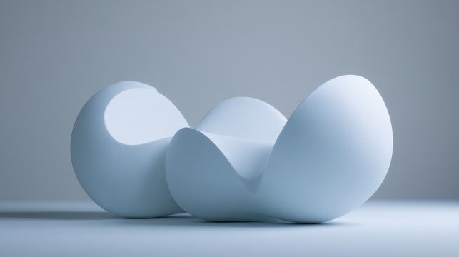 Abstract Sculptural Form: An elegant and artistic representation of a minimalist design, with smooth curves and a soft, inviting aesthetic.