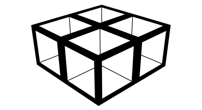 Optical Illusion Cube 3D Black and White Abstract