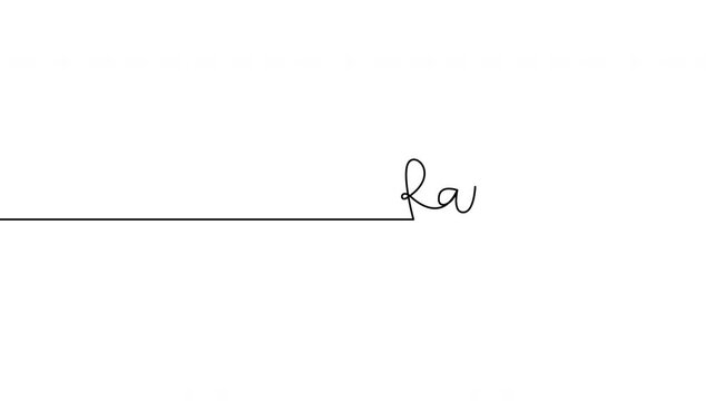 Continuous line Ramadan text animation on transparent background, alpha channel, 4K resolution, horizontal video element.