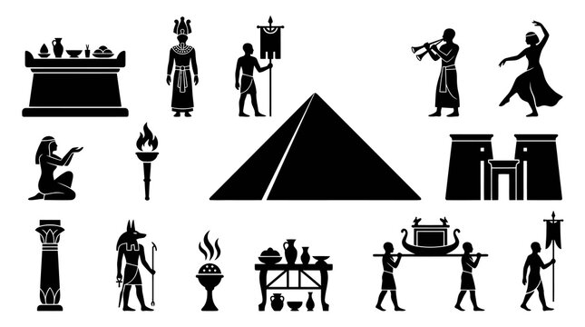 Egyptian Hieroglyph Icons: Ancient Symbols, Culture, History, Glyph Art