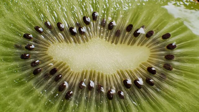 Closeup macro shot of kiwi fruit slice