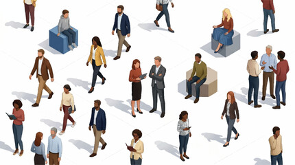 Obraz premium Diverse People Walking Silhouette, Multicultural Community Vector, Inclusive Urban Life Graphic, Diversity in Action Logo