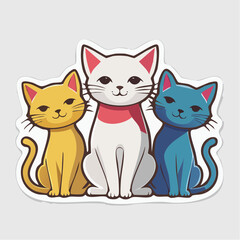 Obraz premium Three cartoon cats sitting together