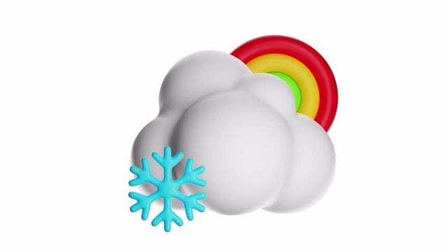 Background of rainbow, snowflake, and cloud suitable for weather forecasts, meteorologyrelated articles, and childrens educational materials. Colorful and informative concept.