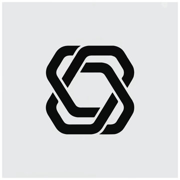 Black Interconnected Geometric Shape Design.
