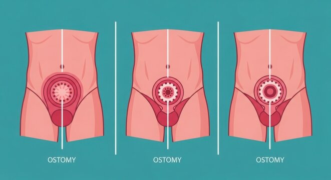 Illustration of female pelvic floor conditions showing different stages of pelvic organ prolapse