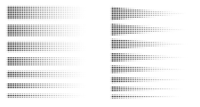 A collection of horizontal halftone line patterns with varying dot densities that create a smooth gradient effect from left to right.