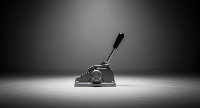 Industrial Lever Mechanism with Black Handle in Stark Lighting