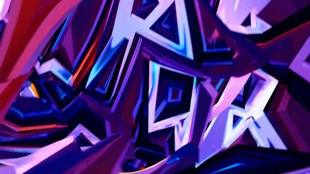 Looping video of colorful geometric shapes, with triangles, squares, and stars moving smoothly in a vibrant motion graphics style, creating a playful and dynamic visual rhythm.