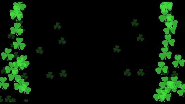 Video overlay featuring green shamrocks inspired by St. Patrick's Day, with soft motion and festive charm, adding a lively and cheerful atmosphere to creative visuals.